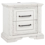 McKinney Vintage White 2-drawer Nightstand with Dual USB - Ornate Home