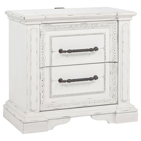 McKinney Vintage White 2-drawer Nightstand with Dual USB - Ornate Home