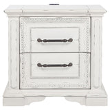 McKinney Vintage White 2-drawer Nightstand with Dual USB - Ornate Home