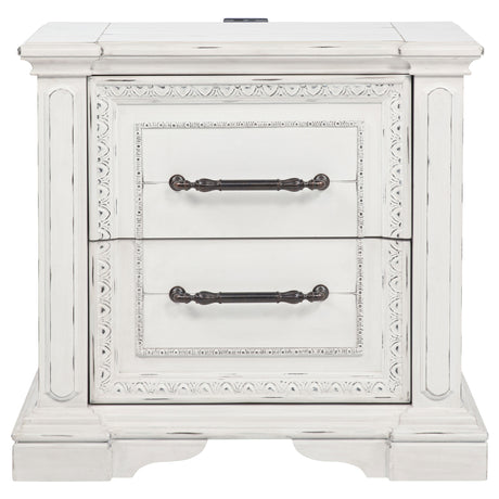 McKinney Vintage White 2-drawer Nightstand with Dual USB - Ornate Home