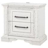 McKinney Vintage White 2-drawer Nightstand with Dual USB - Ornate Home