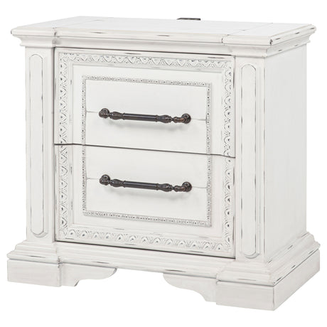 McKinney Vintage White 2-drawer Nightstand with Dual USB - Ornate Home