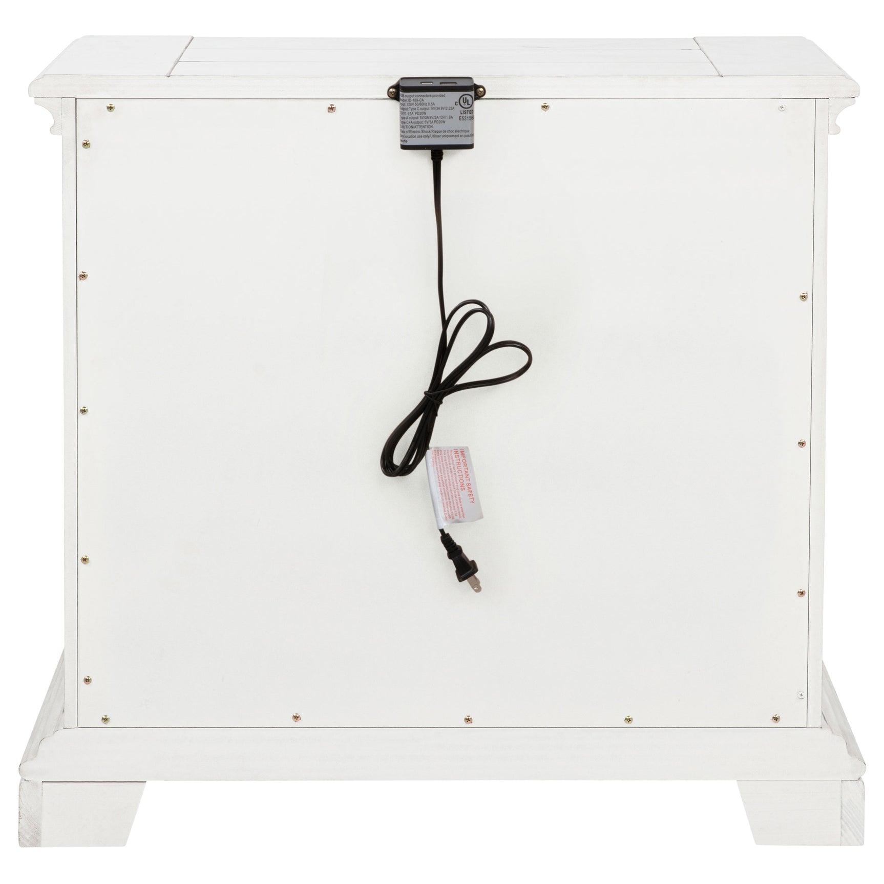 McKinney Vintage White 2-drawer Nightstand with Dual USB - Ornate Home