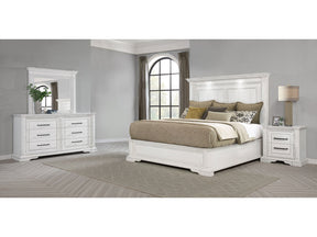 McKinney Vintage White 4-piece Queen Bedroom Set - Ornate Home