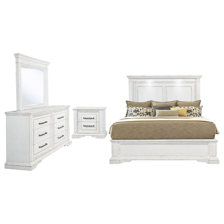 McKinney Vintage White 4-piece Queen Bedroom Set - Ornate Home