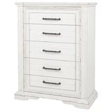 McKinney Vintage White 5-drawer Bedroom Chest of Drawers - Ornate Home