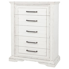 McKinney Vintage White 5-drawer Bedroom Chest of Drawers - Ornate Home