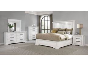McKinney Vintage White 5-piece Eastern King Bedroom Set - Ornate Home