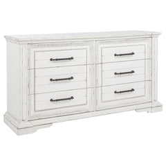 McKinney Vintage White 6-drawer Bedroom Dresser Cabinet - Ornate Home
