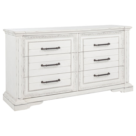 McKinney Vintage White 6-drawer Bedroom Dresser Cabinet - Ornate Home