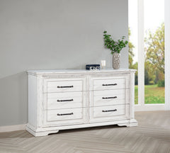 McKinney Vintage White 6-drawer Bedroom Dresser Cabinet - Ornate Home