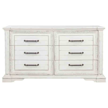 McKinney Vintage White 6-drawer Bedroom Dresser Cabinet - Ornate Home
