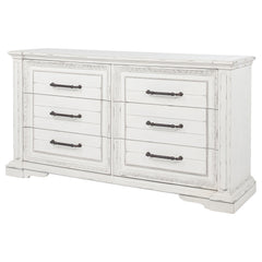 McKinney Vintage White 6-drawer Bedroom Dresser Cabinet - Ornate Home