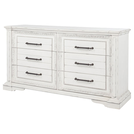 McKinney Vintage White 6-drawer Bedroom Dresser Cabinet - Ornate Home