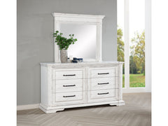 McKinney Vintage White 6-drawer Bedroom Dresser with Mirror - Ornate Home