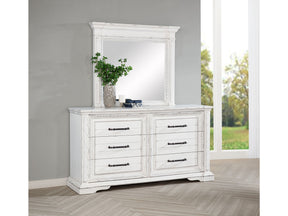 McKinney Vintage White 6-drawer Bedroom Dresser with Mirror - Ornate Home