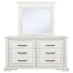 McKinney Vintage White 6-drawer Bedroom Dresser with Mirror - Ornate Home