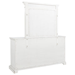 McKinney Vintage White 6-drawer Bedroom Dresser with Mirror - Ornate Home