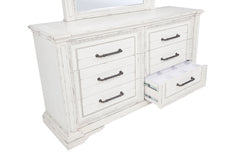 McKinney Vintage White 6-drawer Bedroom Dresser with Mirror - Ornate Home