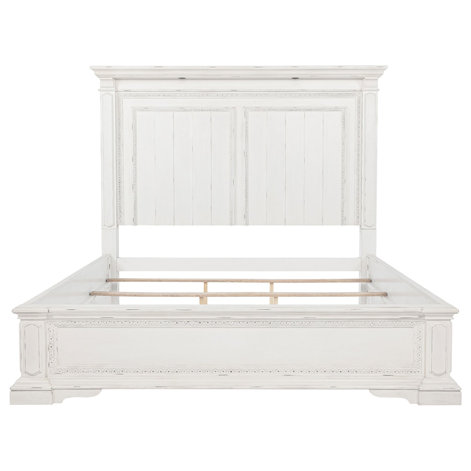 McKinney Vintage White California King LED Light Panel Bed - Ornate Home