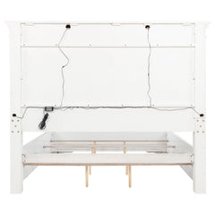 McKinney Vintage White Eastern King LED Light Panel Bed - Ornate Home