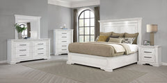 McKinney Vintage White Queen LED Light Panel Bed - Ornate Home