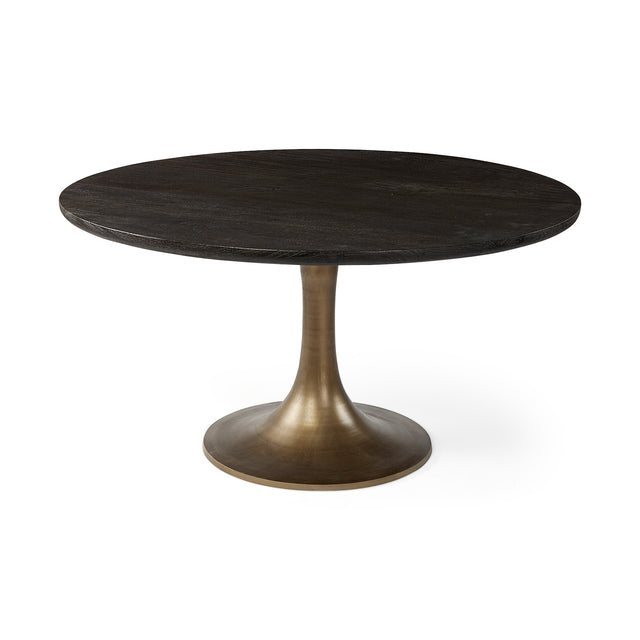 McLeod Brown/Gold 54" Round Pedestal Dining Table - Ornate Home