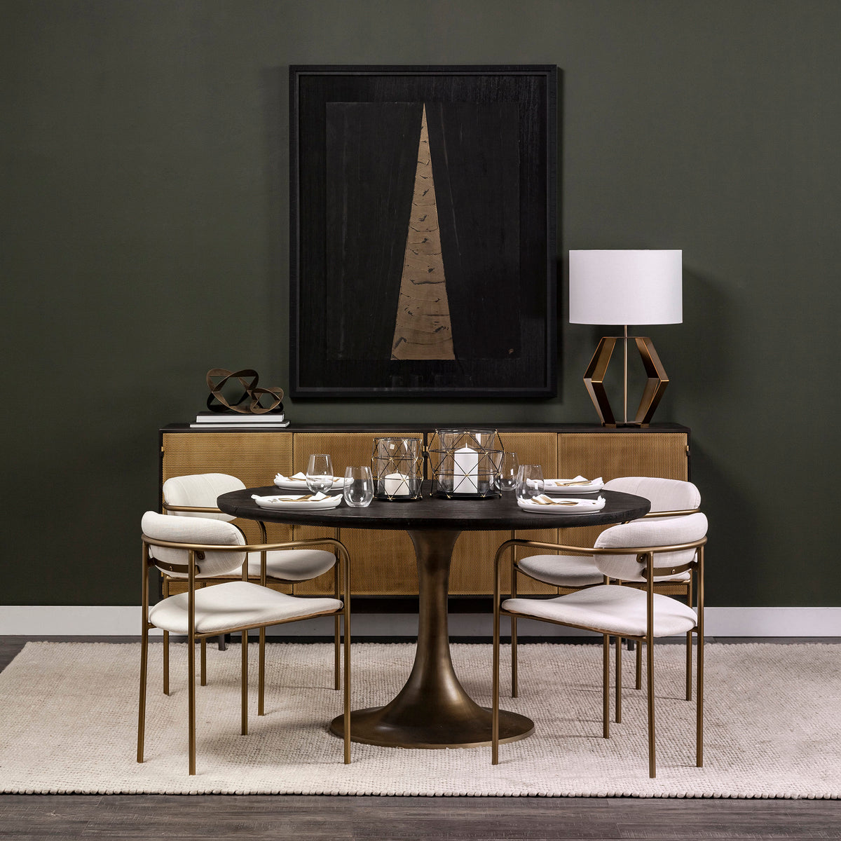 McLeod Brown/Gold 54" Round Pedestal Dining Table - Ornate Home