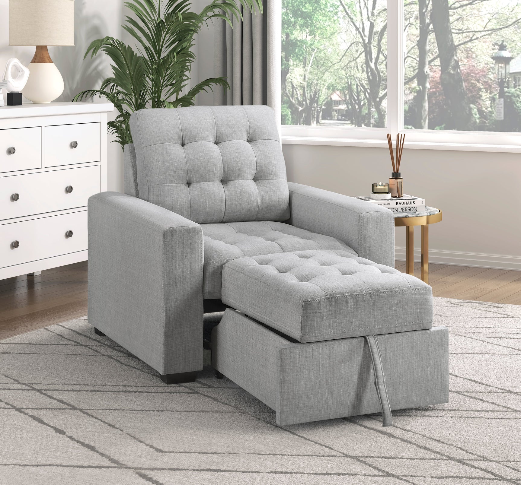Mccafferty Light Gray Chair with Pull-Out Ottoman - Ornate Home