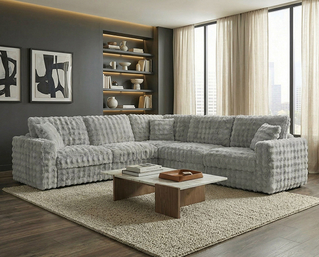 Mckenna Silver Gray Modular Sectional - Ornate Home