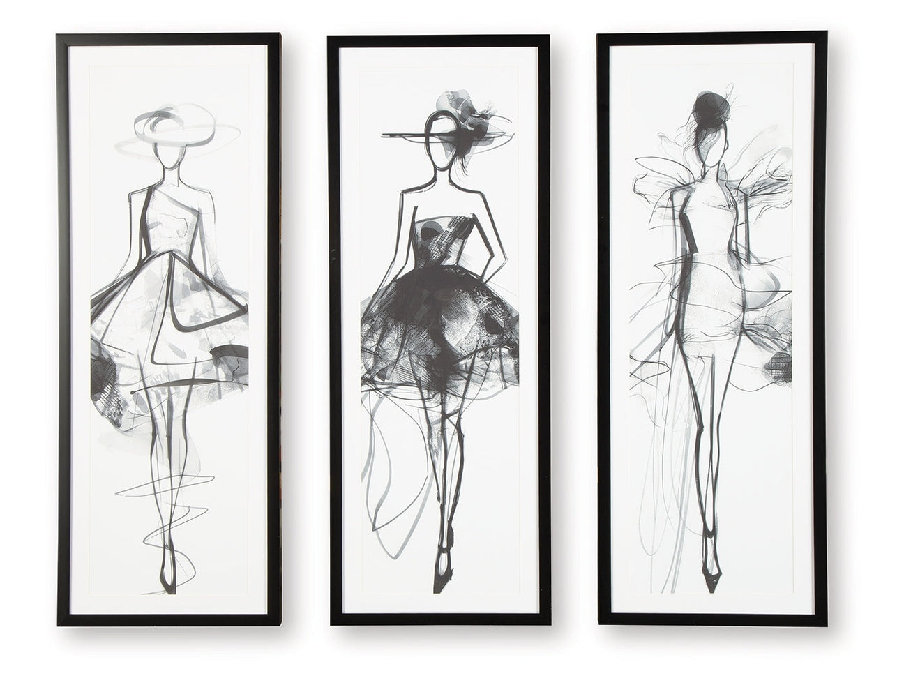 Mckerrick Black/White Wall Art Set (Set of 3) - Ornate Home