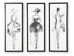 Mckerrick Black/White Wall Art Set (Set of 3) - Ornate Home