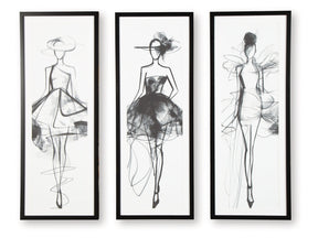 Mckerrick Black/White Wall Art Set (Set of 3) - Ornate Home