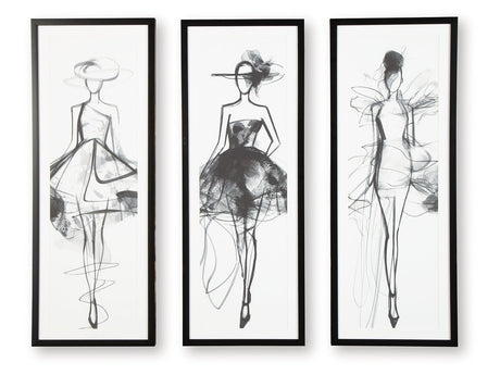Mckerrick Black/White Wall Art Set (Set of 3) - Ornate Home