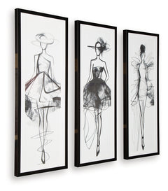 Mckerrick Black/White Wall Art Set (Set of 3) - Ornate Home