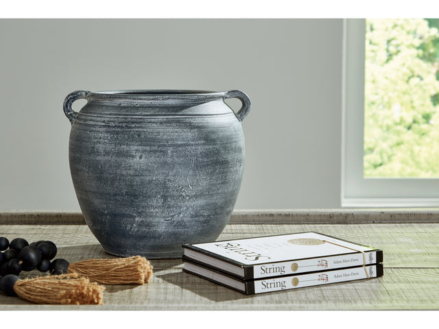 Meadie Distressed Blue Vase 8" - Ornate Home