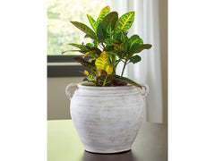 Meadie Distressed White Vase - Ornate Home