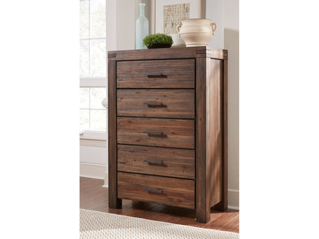 Meadow Five Drawer Solid Wood Chest in Brick Brown - Ornate Home