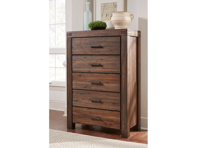 Meadow Five Drawer Solid Wood Chest in Brick Brown - Ornate Home