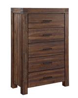 Meadow Five Drawer Solid Wood Chest in Brick Brown - Ornate Home