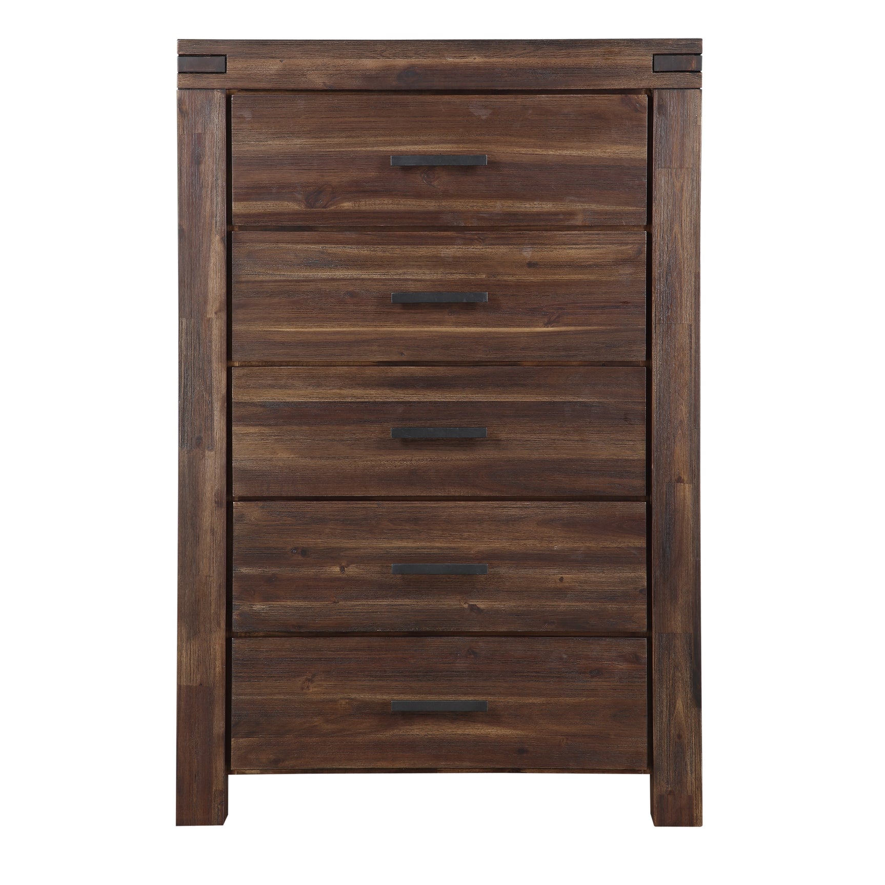 Meadow Five Drawer Solid Wood Chest in Brick Brown - Ornate Home