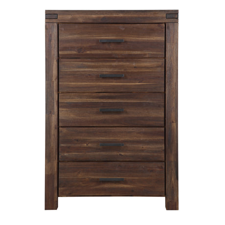 Meadow Five Drawer Solid Wood Chest in Brick Brown - Ornate Home