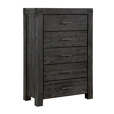 Meadow Five Drawer Solid Wood Chest in Graphite - Ornate Home