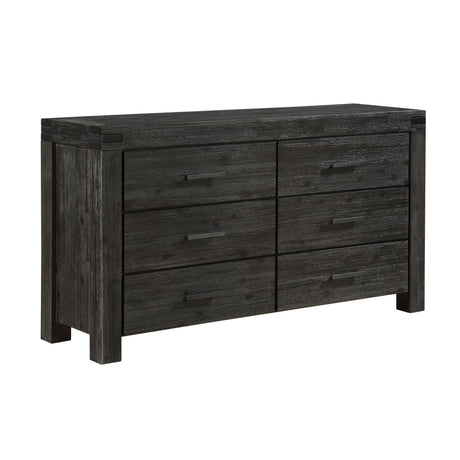 Meadow Six Drawer Solid Wood Dresser in Graphite - Ornate Home