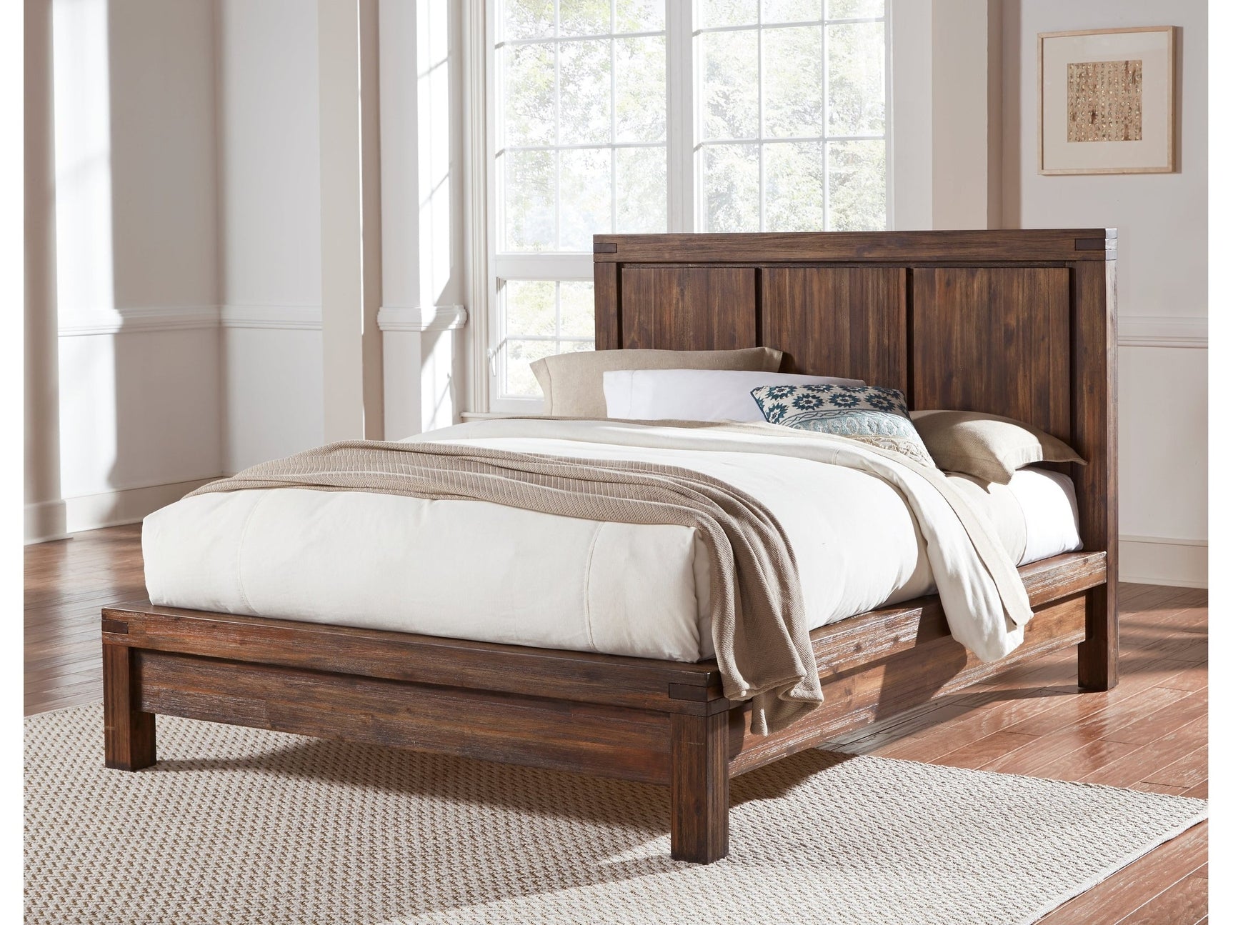 Meadow Solid Wood California King Platform Bed in Brick Brown - Ornate Home