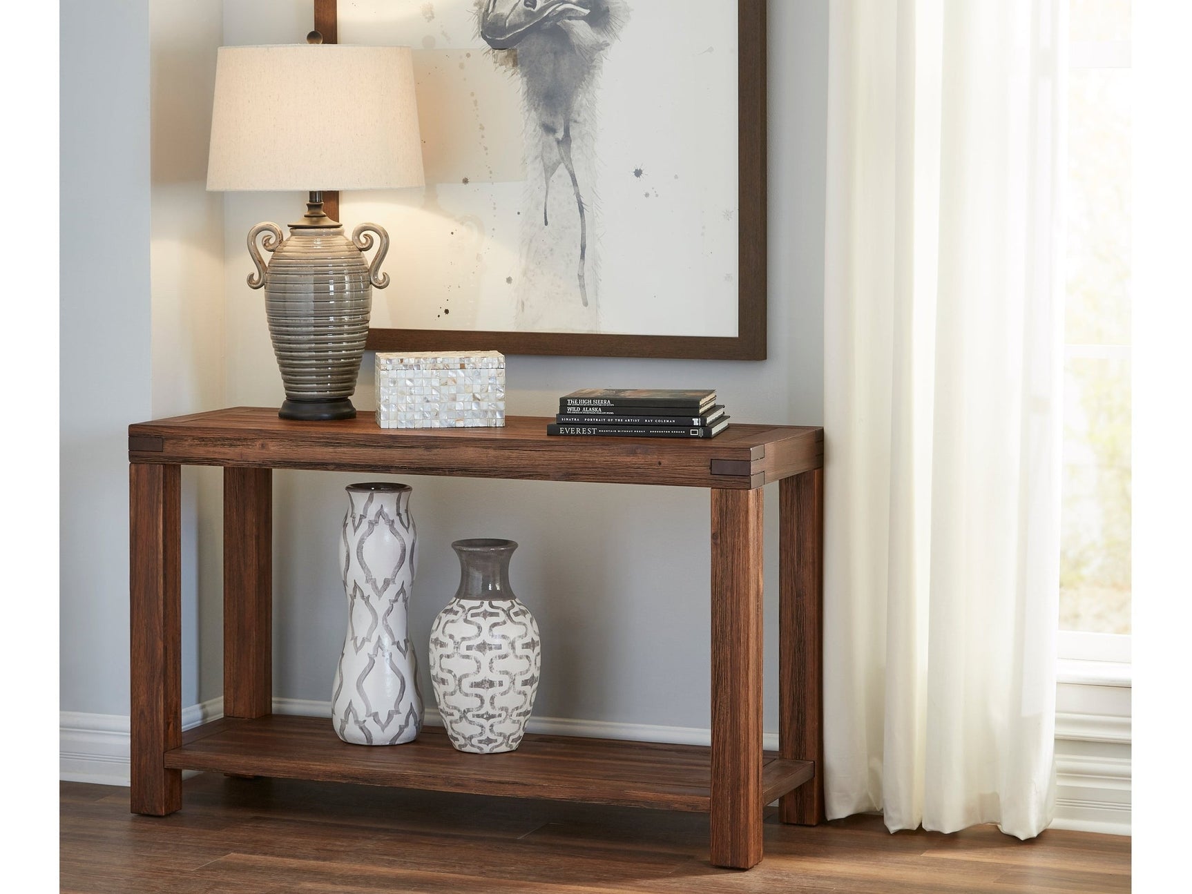Meadow Solid Wood Console Table in Brick Brown - Ornate Home