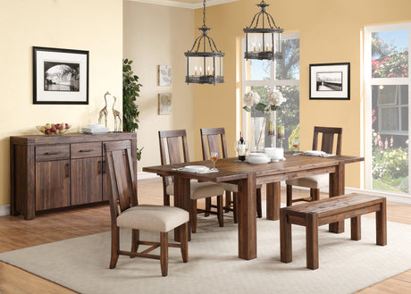 Meadow Solid Wood Extending Dining Table in Brick Brown - Ornate Home
