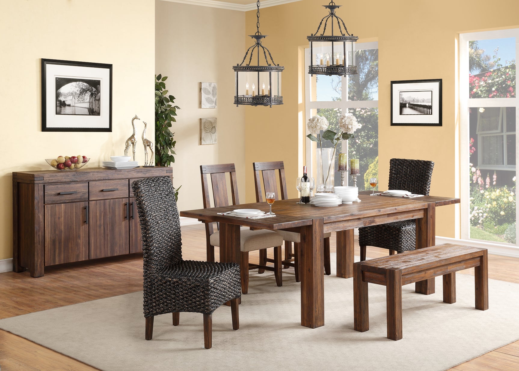 Meadow Solid Wood Extending Dining Table in Brick Brown - Ornate Home