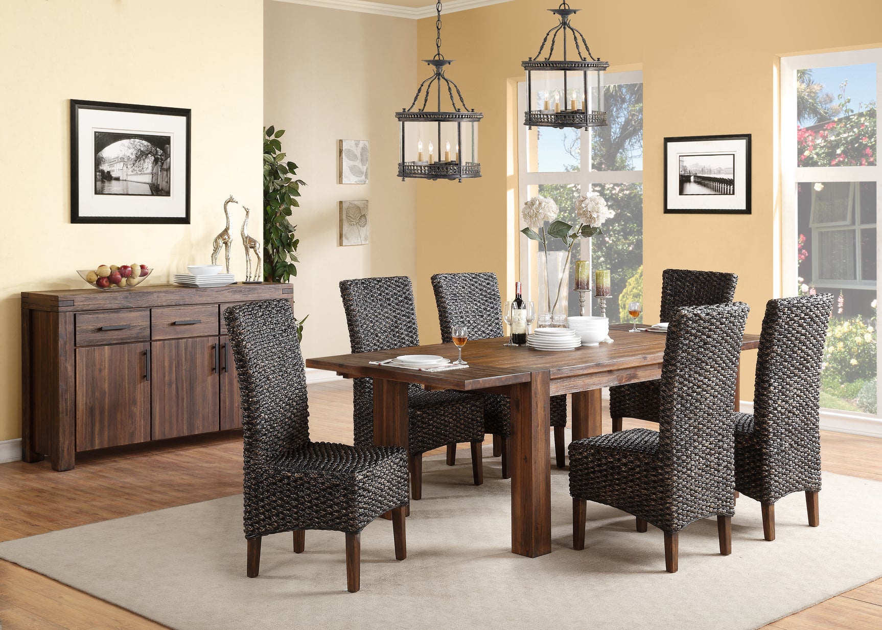 Meadow Solid Wood Extending Dining Table in Brick Brown - Ornate Home