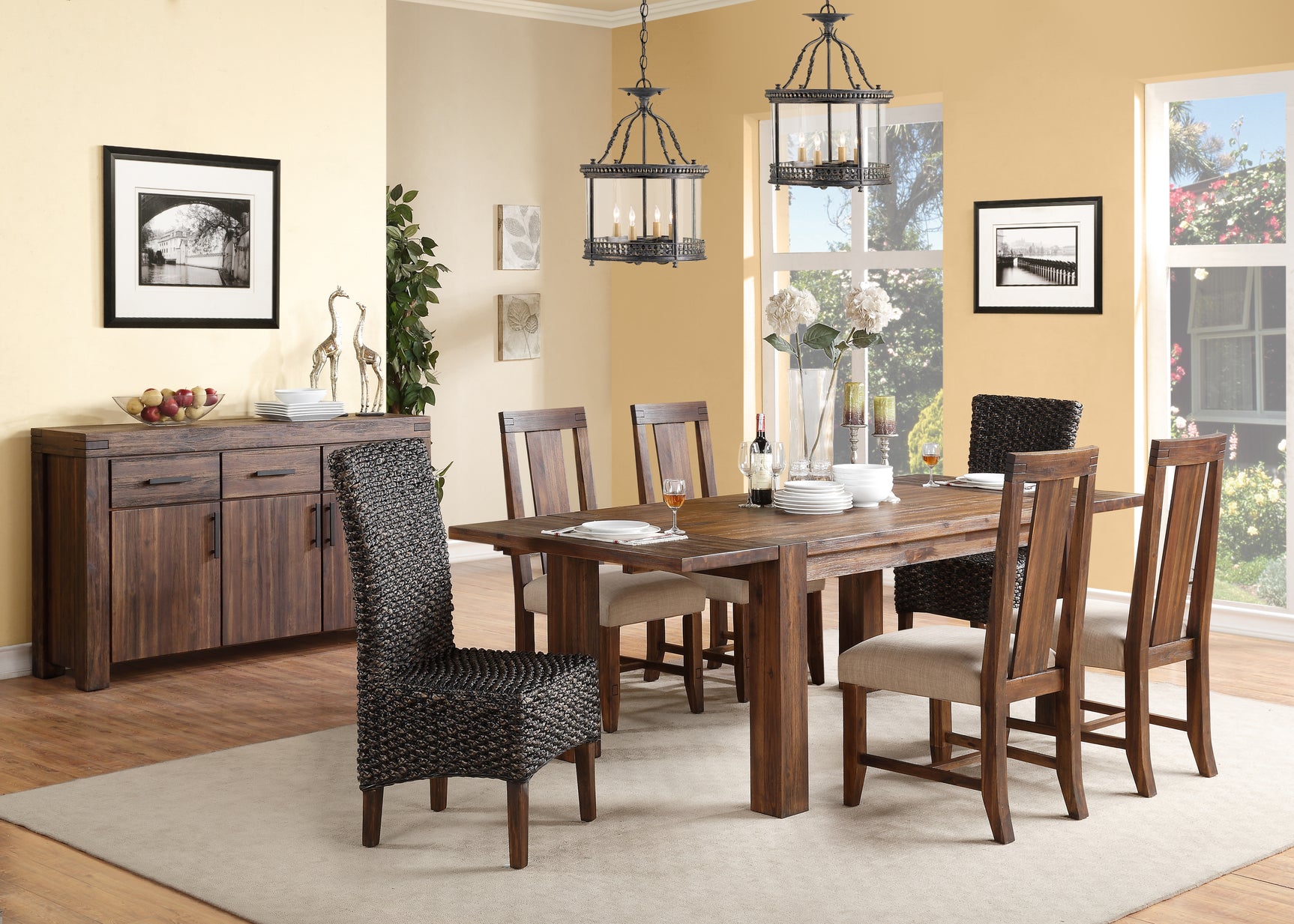 Meadow Solid Wood Extending Dining Table in Brick Brown - Ornate Home